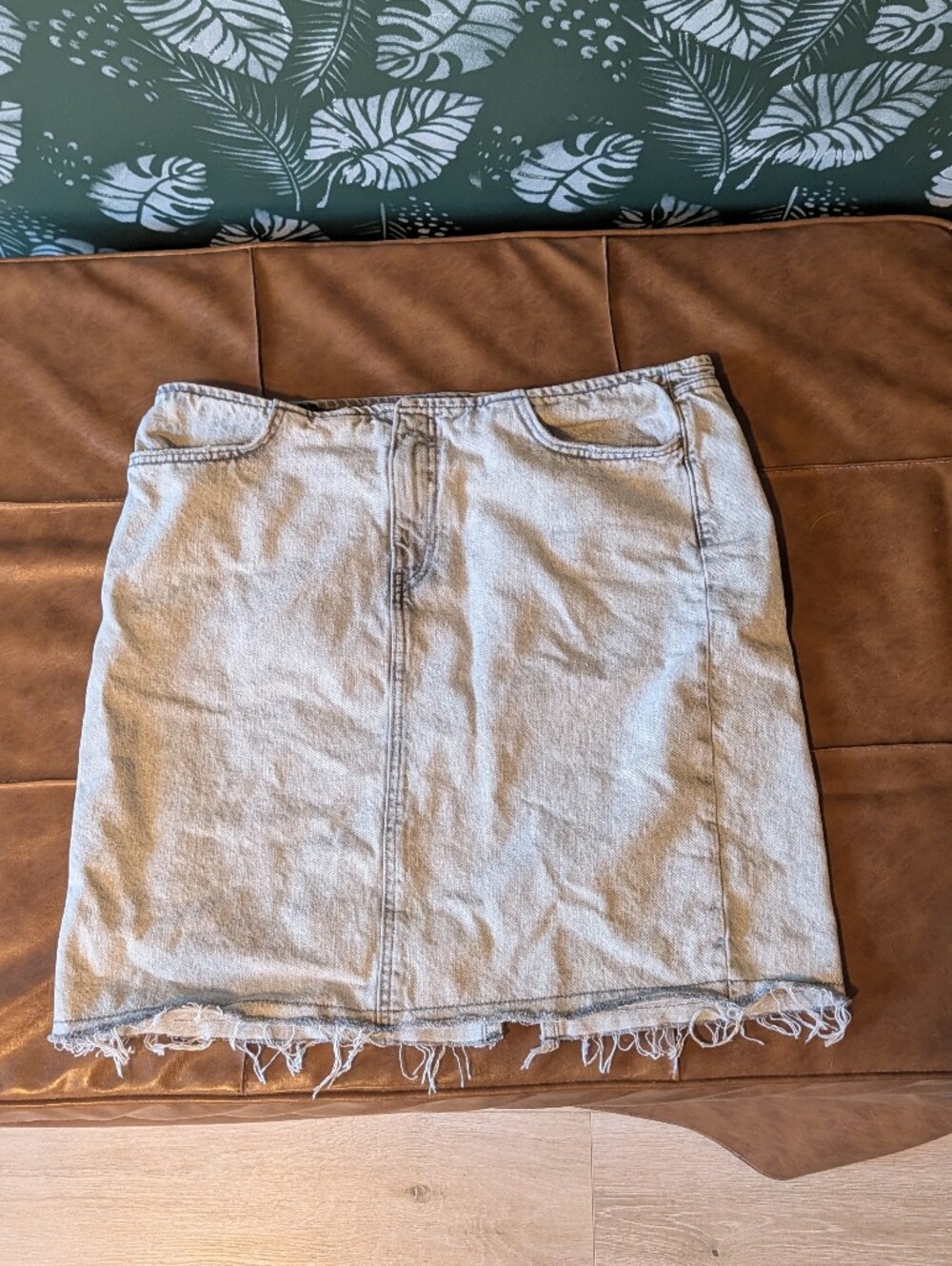 Light Wash Denim Skirt with Front Seam Detail